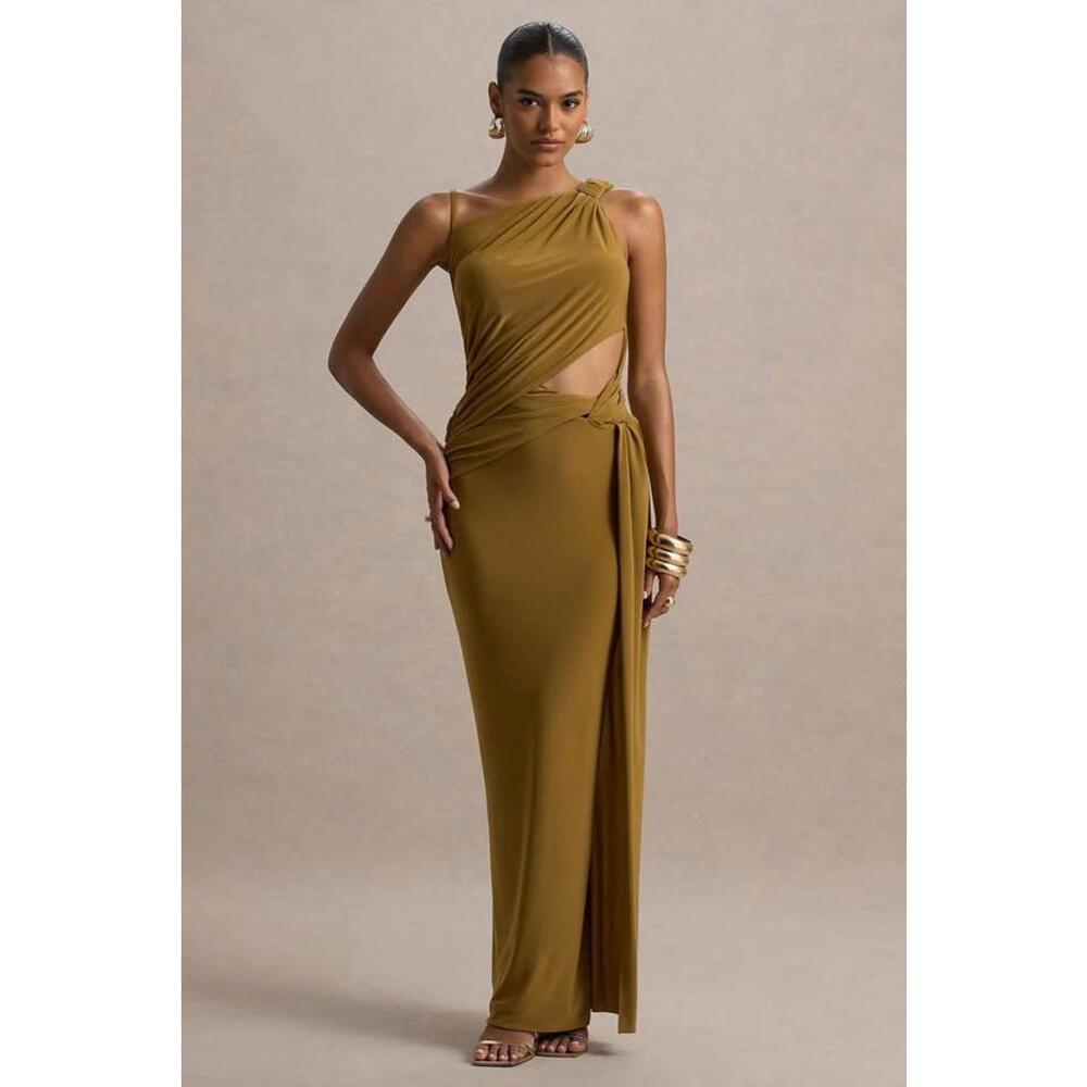 Green Asymmetrical cut out dress - small